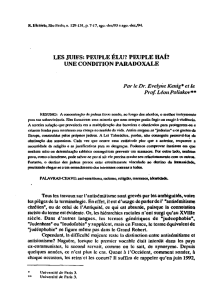 les juifs: peuple élu? peuple baí? une condition