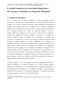 Le modèle chomskyen de la description linguistique : Des Principes