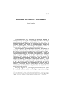 Merleau-Ponty et la critique des « intellectualismes » Lucia Angelino