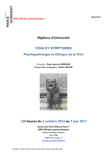 Diplôme d`Université VOIX ET SYMPTOMES Psychopathologie et