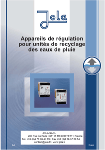 Appareils de régulation pour unités de recyclage des eaux de pluie