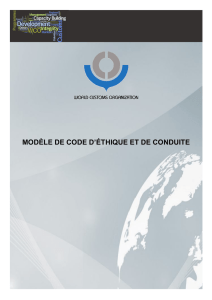 MODÈLE DE CODE D`ÉTHIQUE ET DE CONDUITE