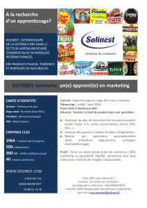 SOLINEST recherche un(e) apprenti(e) en marketing