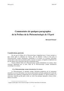 Commentaire de quelques paragraphes de La Phénoménologie de