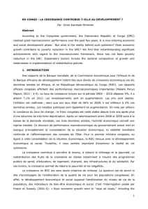 RD CONGO : LA CROISSANCE CONTRIBUE-T