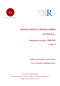 Journalistes et journalismes en France : bibliographie