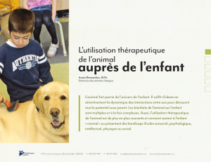 L`utilisation thérapeutique de l`animal auprès de l`enfant