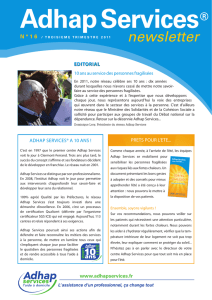 www.adhapservices.fr EDITORIAL ADHAP SERVICES® A 10 ANS