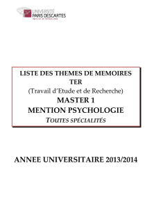 master 1 mention psychologie annee universitaire 2013/2014