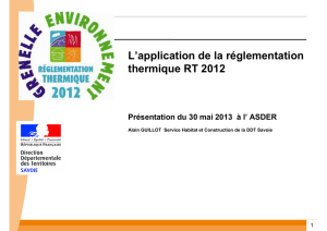 L`application de la réglementation thermique RT 2012