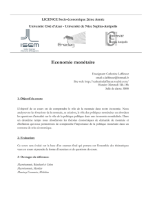 Economie monétaire - Université Nice Sophia Antipolis