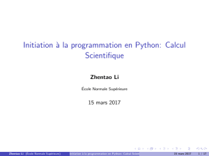 Initiation à la programmation en Python: Calcul Scientifique