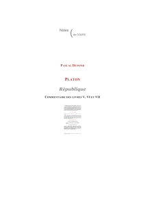 Platon - République - Commentaire Livre V, VI, VII