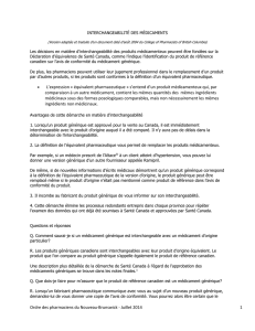 L`expression « équivalent pharmaceutique » s`entend d`un produit