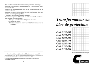 Transformateur en bloc de protection Code 0592 803 Code 0592