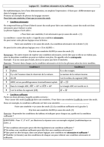 condition necessaire et/ou suffisante. en
