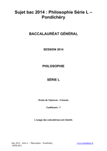 Sujet officiel complet du bac L Philosophie 2014