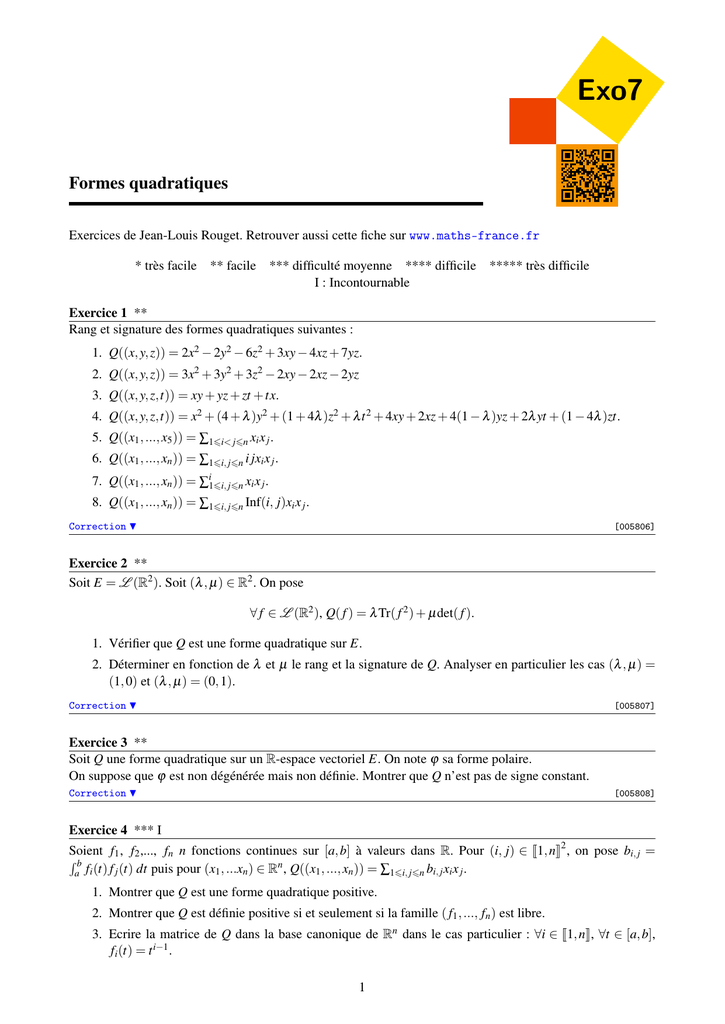 Formes Quadratiques Exo7