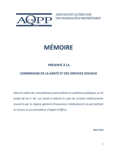 mémoire - Association québécoise des pharmaciens propriétaires