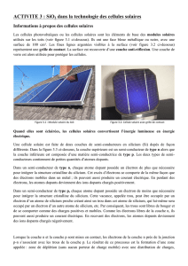 ACTIVITE 3 : SiO2 dans la technologie des cellules solaires