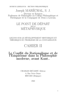 J.Maréchal, Le point de depart de la métaphysique Cahier II 1923