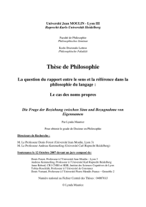 Thèse de Philosophie La question du rapport entre le sens et la