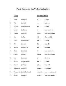 Passé Composé: Les Verbes Irréguliers
