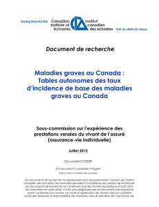 Document de recherche : Maladies graves au Canada : Tables