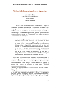 Whitehead et l`idéalisme allemand : un héritage poétique