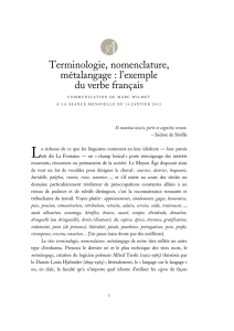 Terminologie, nomenclature, métalangage