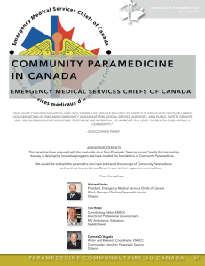 CoMMUnitY PARAMeDiCine in CAnADA