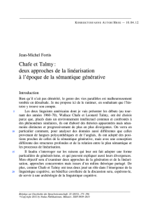 Chafe et Talmy: deux approches de la linéarisation à l`époque de la