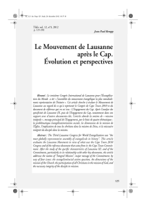Le Mouvement de Lausanne après le Cap. Évolution et