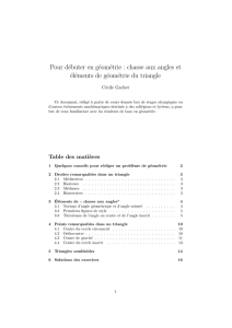 Pour débuter en géométrie : chasse aux angles et éléments de