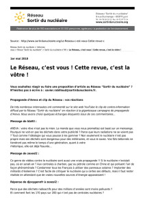 Le Réseau, c`est vous ! Cette revue, c`est la vôtre