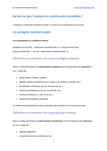 Le syntagme nominal - Les amis de la langue française - Asso-web