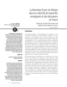 La formation d`une vie éthique dans les collectifs de travail des