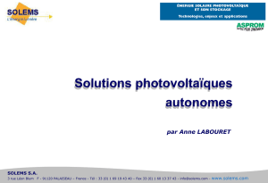 Solutions photovoltaïques autonomes par Anne LABOURET