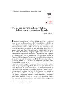 Les prix de l`immobilier : évolutions de long terme et impacts sur le