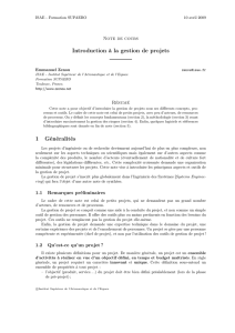 Introduction à la gestion de projets 1 Généralités