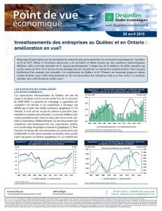 investissements des entreprises au Québec et en ontario