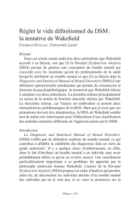 Régler le vide définitionnel du DSM : la tentative de