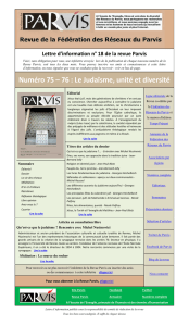 Infolettre revue Parvis 75-76 Le judaïsme : unité et diversité