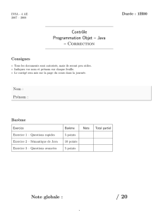 Contrôle Programmation Objet – Java - Etud.insa