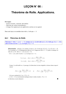 LEÇON N˚ 66 : Théorème de Rolle. Applications.
