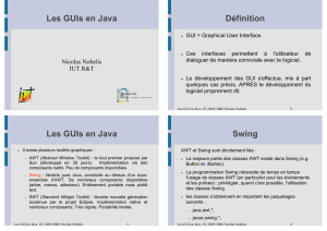 Les GUIs en Java Définition Les GUIs en Java Swing