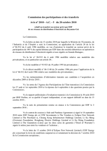 Avis du 20 octobre 2010 relatif au transfert au secteur privé par EDF