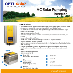 www.opti-solar.com Caractéristiques