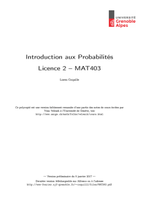 Introduction aux Probabilités Licence 2 – MAT403