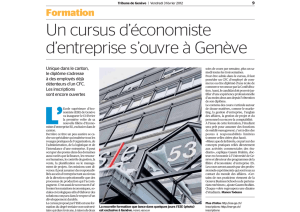 Un cursus d`économiste d`entreprise s`ouvre à Genève